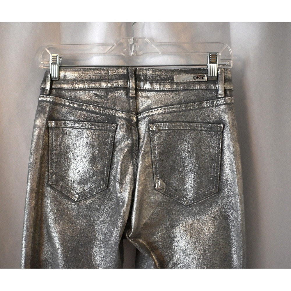 Own. Metallic Silver Straight Leg Jeans Womens 27 - Picture 6 of 10